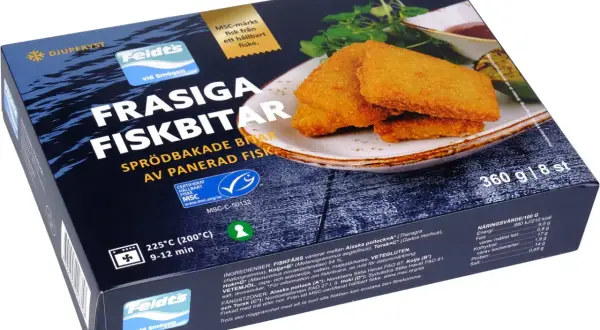 Frasiga, sprödbakade fiskbitar av panerad fisk från Feldt's. Perfekt för en snabb och god middag.