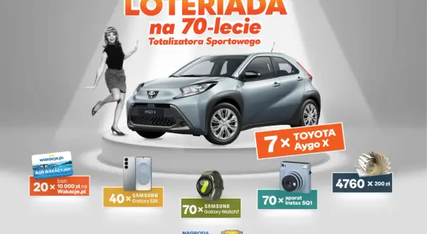 Loteria świąteczna lista zwycięzców: 7x Toyota Aygo X, 40x Samsung Galaxy S25, 70x Instax SQ1, 20x bon wakacyjny 10 000 zł.
