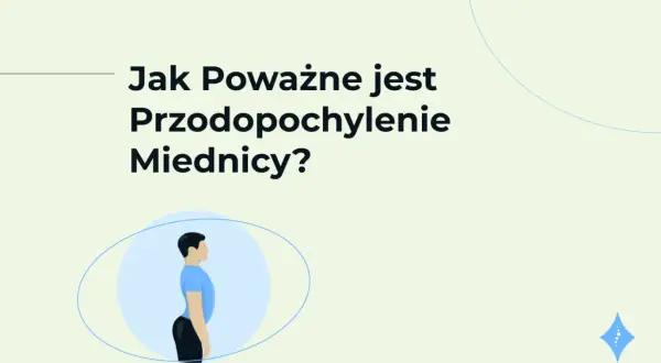Ilustracja pokazuje sylwetkę mężczyzny z widocznym przodopochyleniem miednicy, co może być jednym z objawów.