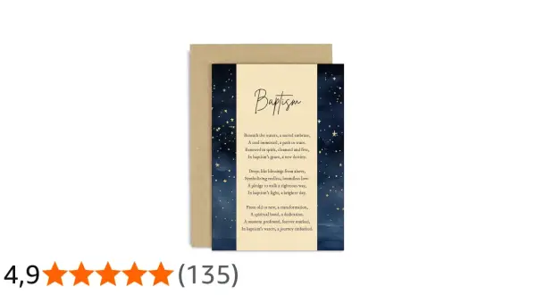 Carte de baptême avec un poème pour fille. Le texte évoque la grâce et l'amour infini.