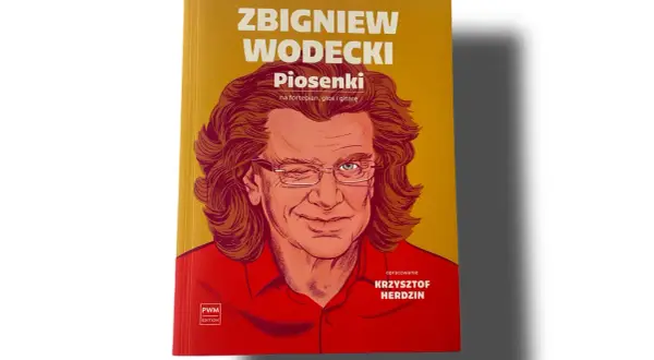 Okładka książki ze Zbigniewem Wodeckim, z jego portretem i tytułem "Piosenki".