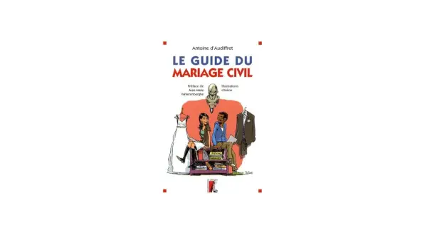Le mariage Adeline François, une mariée et son futur époux consultent "Le Guide du Mariage Civil".