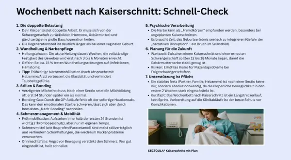 Nach einem Kaiserschnitt dauert die Heilung Wochen, volle Festigkeit nach 3-6 Monaten. Schmerzen können variieren, Schmerzmittel helfen.