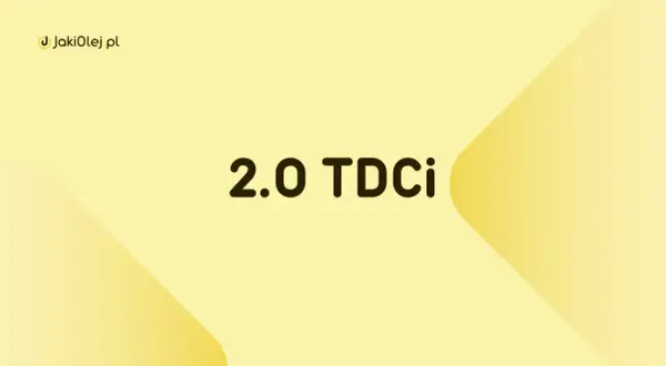 Logo JakiOleje.pl i napis "2.0 TDCi". Idealny olej do Twojego Forda Kuga 2.0 TDCI.