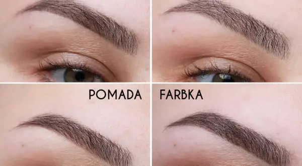 Porównanie efektów: jak malować rzadkie brwi cieniem, kredką, pomadą i farbką. Każda metoda daje inny rezultat.