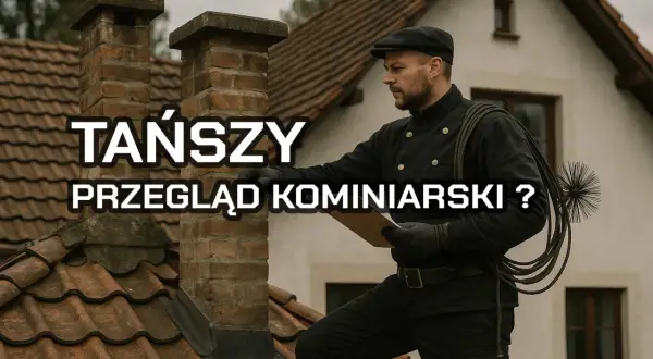 Kominiarz na dachu sprawdza stan ceglanych kominów. Czy potrzebujesz tańszy przegląd kominiarski?