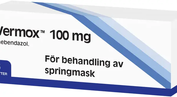 Vermox 100 mg mebendazol. För behandling av springmask. 6 tabletter.
