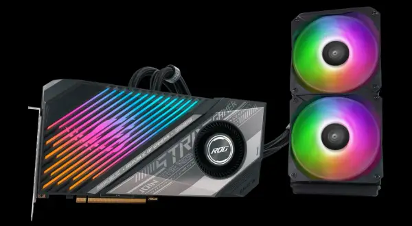 Grafikkarte mit RGB-Beleuchtung und Lüftern, die Leistung für RX 6650 XT vs RTX 3060 bietet.