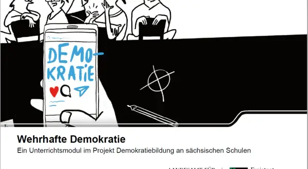 Menschen diskutieren über Demokratie auf einem Smartphone. Ein Unterrichtsmodul zur wehrhaften Demokratie.
