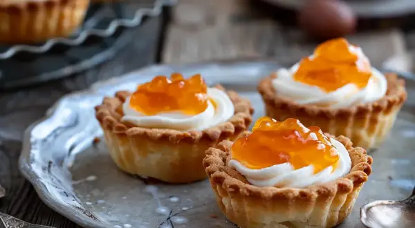 Små, läckra tarteletter med krämig fyllning och aprikosgelé. Perfekta för att inspireras av italienska bakverk recept.