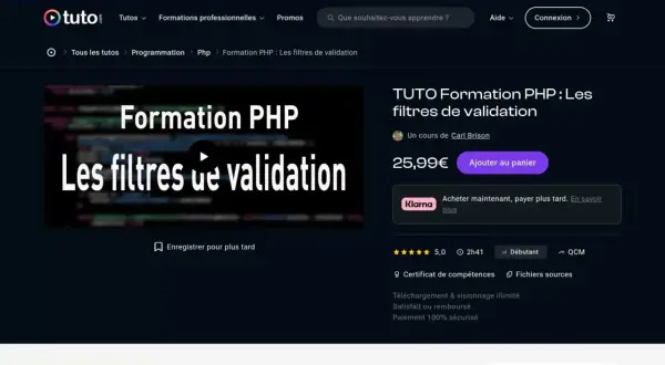 Formation PHP : Les filtres de validation, un cours pour maîtriser la validation des données en session PHP. Idéal pour débutants.