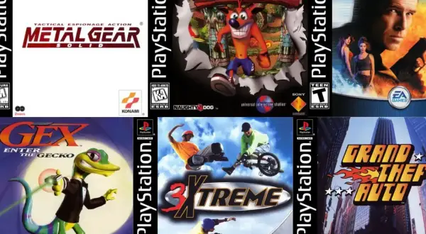 Kolekcja okładek gier na PS3: Metal Gear Solid, Crash Bandicoot, 007, Gex, 3Xtreme, Grand Theft Auto. To najlepsze gry na PS3!