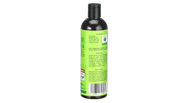 Flasche mit Aloe Vera Gel, ideal zum Kaufen für die Hautpflege. Ohne Wasser und Alkohol.
