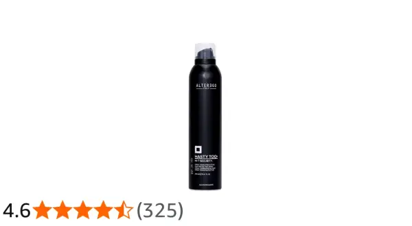 Czarny spray do włosów Alter Ego z hasłem "Hasty Too! Hi-T Security" zapewnia doskonałą termoochronę.
