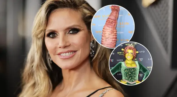 Heidi Klum w stroju Shreka i fragment jej kostiumu z Halloween. Królowa Halloween znów zaskakuje!