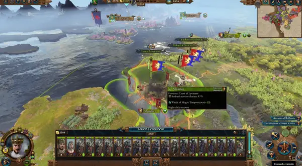 Strategia w stylu gry souls like. Louen Leoncoeur dowodzi armią w krainie Bretonnii, przygotowując się do bitwy.
