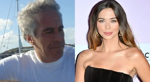 Jeffrey Epstein i Kubicka. Wizerunki mężczyzny na jachcie i kobiety na evencie, nawiązujące do afery Epsteina.
