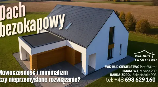 Nowoczesny dom z dachem bezokapowym i garażem.