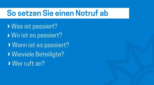 So setzen Sie einen Notruf ab: Was, wo, wann, wie viele Beteiligte und wer ruft an? Wichtige Infos für den Tag des Notrufs.