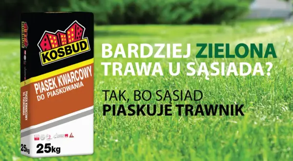 Worek piasku kwarcowego KOSBUD do piaskowania trawnika. Bo sąsiad piaskuje trawnik, a jego trawa jest bardziej zielona.