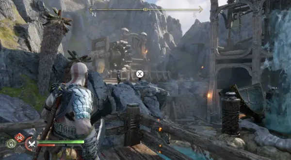 Kratos wkracza do lokacji z wodospadem, szukając wskazówek w God of War Ragnarok poradnik.
