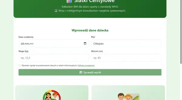 Kalkulator BMI dla dzieci. Wpisz dane dziecka, by sprawdzić, ile powinno ważyć siedmioletnie dziecko.