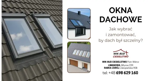 Nowoczesne okna dachowe na ciemnym dachu. Poradnik, jak wybrać i zamontować okna skośne, by dach był szczelny.