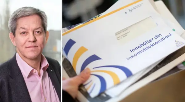 Man med grått hår och en man som håller i en inkomstdeklaration. Kanske dags att se över skattereduktion bolån?