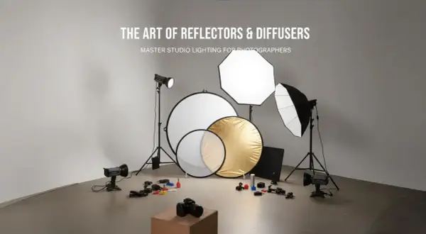 Studio lighting setup with reflectors, diffusers, and strobes. Learn photo studio lighting tips to master the art of reflectors & diffusers.