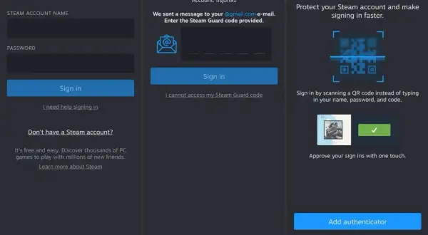 Ekran logowania Steam Guard. Jak zmienić nazwę na Steam? Zaloguj się, wpisz kod lub zeskanuj QR.