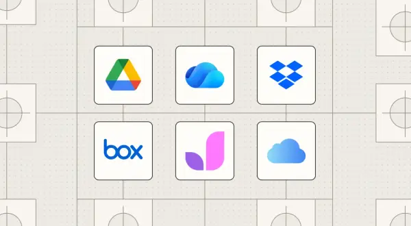 Logos for cloud storage services like Google Drive, Microsoft OneDrive, Dropbox, Box, and iCloud. Find free cloud storage like Dropbox for your files.