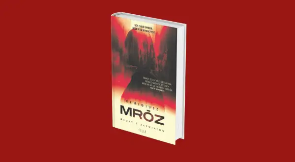 Okładka książki Remigiusza Mroza "Głosy z zaświatów" z mroczną, symboliczną grafiką i cytatami.