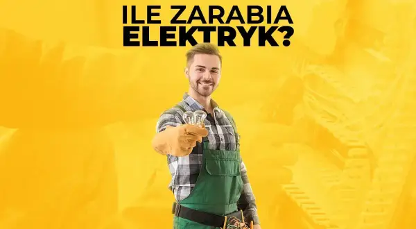 Uśmiechnięty elektryk w zielonym ogrodniczkach trzyma żarówki. Czy to znak, że czeka go dobrze płatna praca?