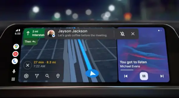 Un bug Android Auto affiche une notification de message et la musique en même temps.