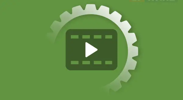 A gear surrounds a play button on a film strip icon, symbolizing how VLC plays WMV files smoothly.