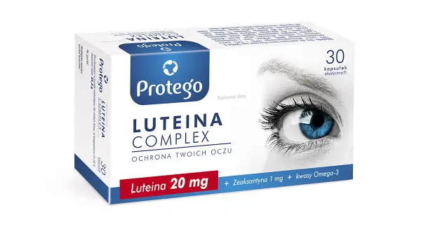 Opakowanie suplementu diety Luteina Complex z zeaksantyną 1 mg, wspierające ochronę oczu.