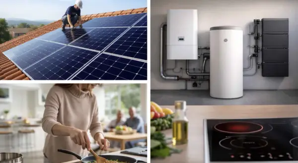 Installazione pannelli solari, sistema di riscaldamento e cucina moderna: un futuro di indipendenza energetica.