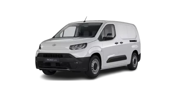 Biały Toyota Proace City Long, wszechstronny samochód dostawczy, gotowy do pracy.