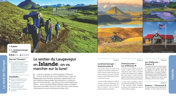 Randonnée en Islande : paysages lunaires, montagnes multicolores, sources thermales et glaciers. Une aventure inoubliable en Europe.