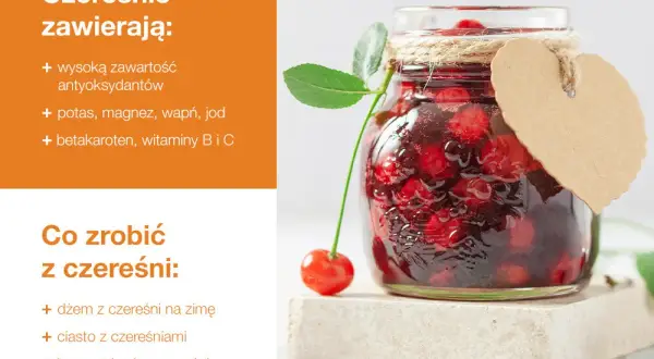 Słoik pełen czereśni, idealny na dżem, ciasto, kompot i sok. Dowiedz się, co zrobić z czereśni!