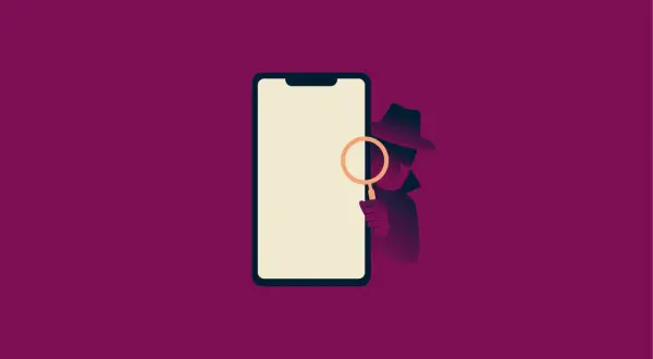 Detektyw bada smartfon, szukając rozwiązania problemu z połączeniem lub błędnego kodu MMI.