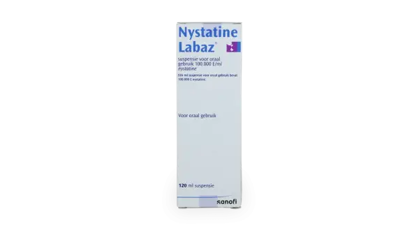 Opakowanie leku Nystatine Labaz w formie zawiesiny doustnej.