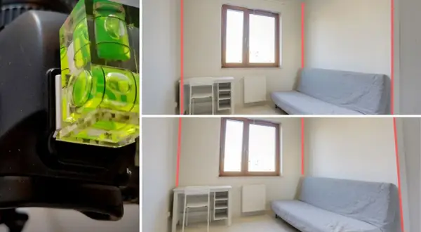 Poziomica na aparacie pomaga w kursie fotografii wnętrz. Pokazuje, jak uzyskać idealnie proste linie w kadrze.