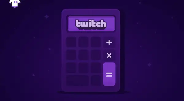 Taschenrechner mit Twitch-Logo. Hier wird berechnet, wie viel sind 100 Subs in Euro auf Twitch.