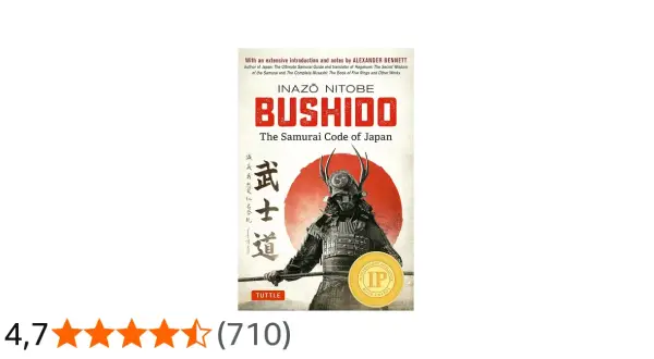 Okładka książki "Bushido: Kodeks Samuraja Japonii" z wizerunkiem wojownika. Doskonała lektura dla miłośników książek o samurajach.