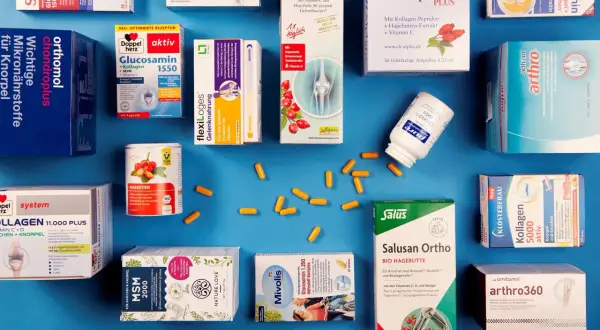 Vielfalt an Nahrungsergänzungsmitteln für Gelenke und Knochen, darunter Glucosamin, Kollagen und MSM. Stiftung Warentest-würdige aminosäuren kapseln sind hier zu finden.
