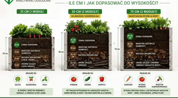 Warstwy w skrzyniach: ziemia, kompost, materia organiczna, gałęzie. Dowiedz się, czym wypełnić podwyższone grządki, by zapewnić optymalne warunki dla roślin.