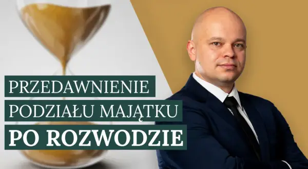 Klepsydra i mężczyzna w garniturze. Temat: jak długo po rozwodzie można ubiegać się o podział majątku.