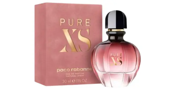 Perfum Paco Rabanne Pure XS Femme, w różowym opakowaniu i flakonie z gradientem, symbol luksusu i zmysłowości.