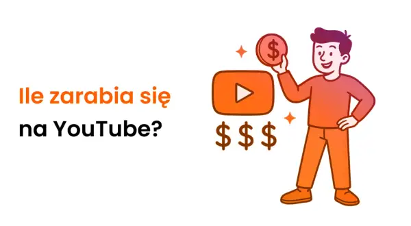 Ile zarabia się na YouTube? Ilustracja przedstawia chłopca z monetą i symbolem YouTube, sugerując zarobki.